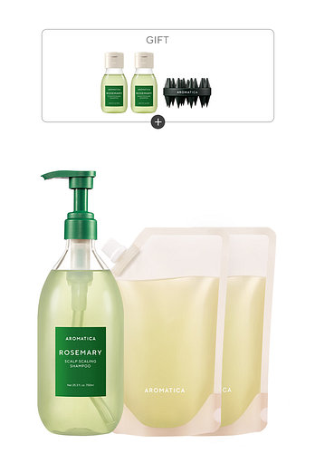 AROMATICA [신세계V 단독] 로즈마리 스칼프 스케일링 샴푸 본품+리필 세트 (750ML+500ML*2개+증정) | 신세계V