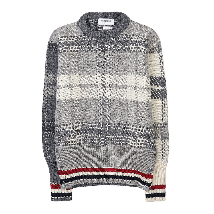 THOM BROWNE(톰브라운) [톰브라운] 남성 체크 자카드 울 스웨터 MKA410F Y1506 982 | 신세계V