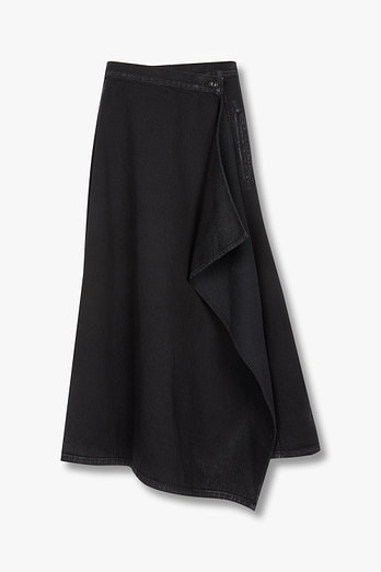 Yohji Yamamoto [Y's]언발 버튼 워시드 랩 스커트 | 신세계V