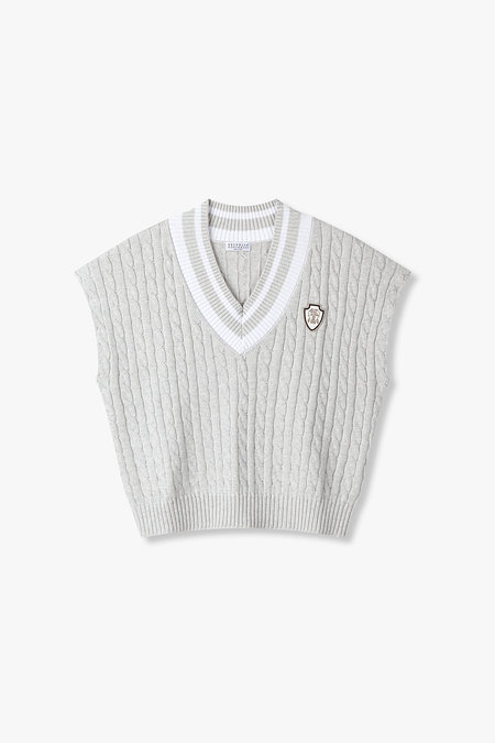 BRUNELLO CUCINELLI 여성 볼드 브이넥 케이블 니트 베스트 | 신세계V