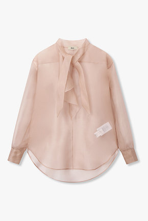 HERNO(에르노) 여성 타이 디테일 러플 실크 블라우스 | 신세계V