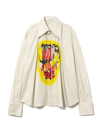 ADEKUVER [BIANCA SAUNDERS] 비앙카 손더스 화이트 프루트 스탠드 타이 프린티드 셔츠 488 | 신세계V