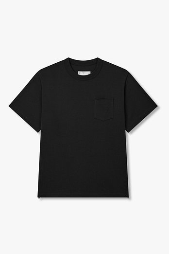 SACAI [CLASSICS]남성 사이드 지퍼 코튼 티셔츠(블랙) | 신세계V