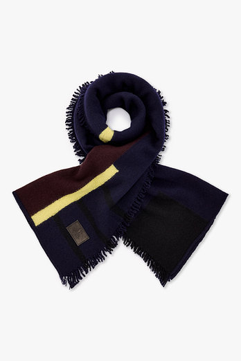 Yohji Yamamoto [Y's]배색 패치 울 스카프_네이비 | 신세계V