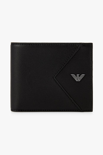 EMPORIO ARMANI 남성 쉐브론 패치 레더 폴드 지갑 | 신세계V