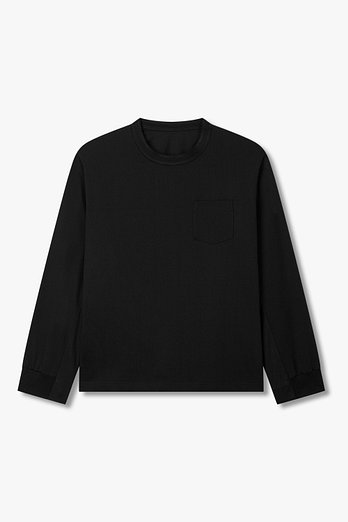 SACAI 남성 핀턱 슬리브 코튼 티셔츠 | 신세계V