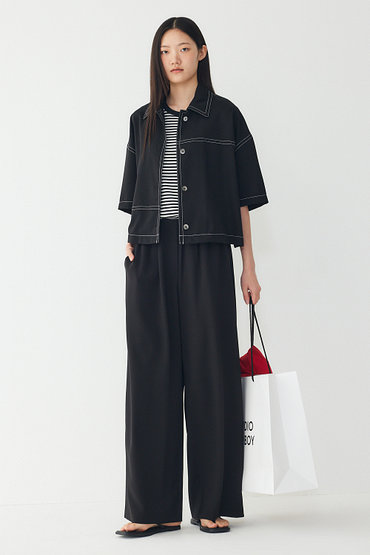 STUDIO TOMBOY(스튜디오 톰보이) 셔링 밴딩 미니멀 슬랙스 | 신세계V