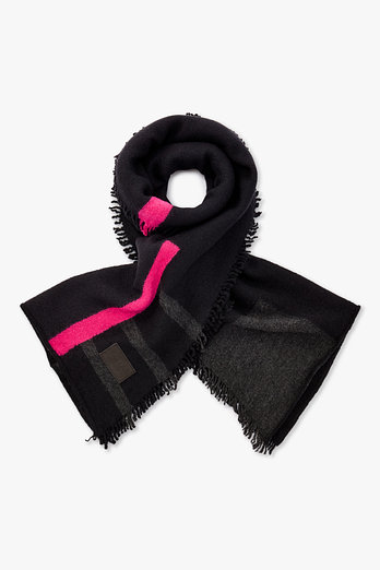Yohji Yamamoto [Y's]배색 패치 울 스카프_블랙 | 신세계V