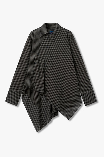 Yohji Yamamoto [Y's]깅엄 체크 버튼 디테일 블라우스 | 신세계V