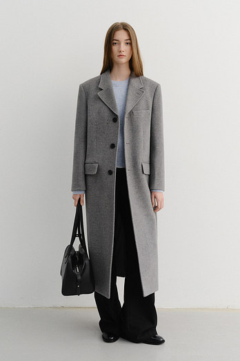 DUNST UNISEX 2-WAY 3 BUTTON CASHMERE COAT MELANGE GREY_UDCO5D121G2 | 신세계V