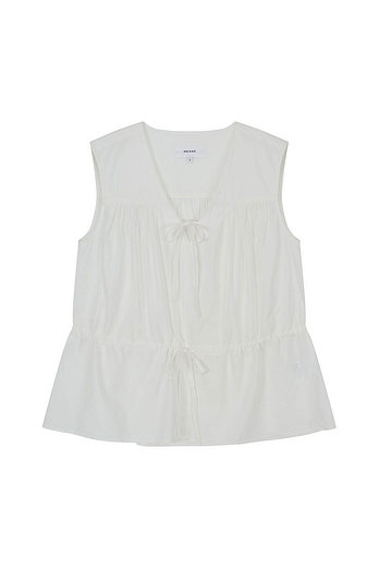 VIS A VIS SLEEVELESS LACE TRIMMED  GATHERED BLOUSE (WHITE) | 신세계V