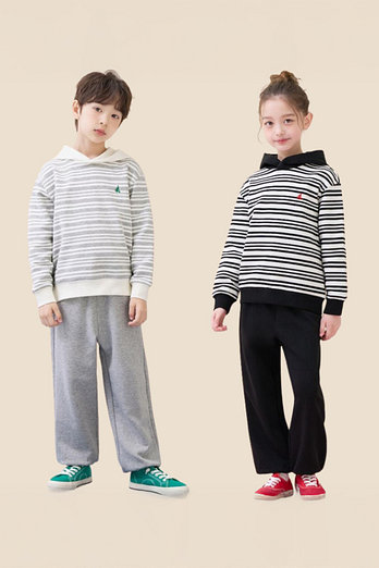 BEANPOLE KIDS [시즌오프30%][BEANPOLE KIDS] 26SS 스트라이프 후드 스웨트 셔츠 상하세트 (2종 택1) | 신세계V
