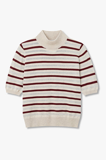 BRUNELLO CUCINELLI 여성 스트라이프 모크넥 니트 | 신세계V