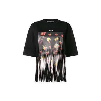 MSGM [명품] 15주년 프린지 후르츠 프린트 반팔 티셔츠 블랙 2641MDM64 195298 99 50840583 | 신세계V