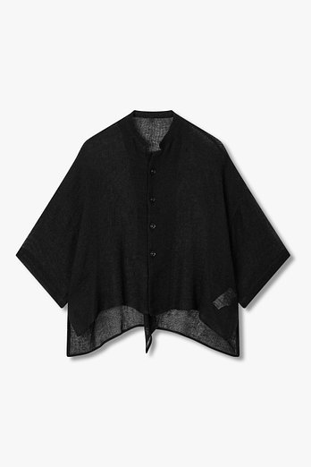 Yohji Yamamoto [Y's]애시메트릭 헴 린넨 블렌드 셔츠(블랙) | 신세계V