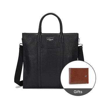S.T.DUPONT [Gift Set] 그레인레더 버티컬 토트백+라인D 엘리제 6CC 지갑 | 신세계V