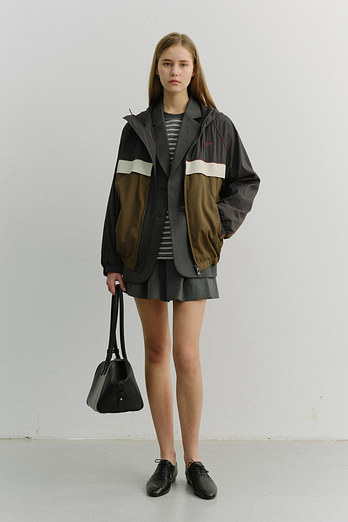 DUNST UNISEX BLOCKED WINDBREAKER CHARCOAL GREY_UDJU6A110CG | 신세계V