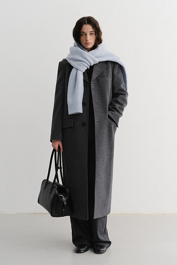 DUNST UNISEX 2-WAY 3 BUTTON CASHMERE COAT CHARCOAL GREY_UDCO5D121CG | 신세계V