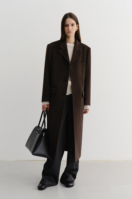 DUNST UNISEX 2-WAY 3 BUTTON CASHMERE COAT BROWN_UDCO5D121W2 | 신세계V