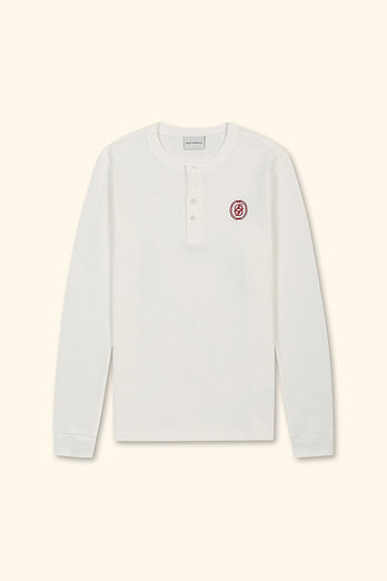 DROLE DE MONSIEUR D Mirror Waffle Longsleeve T-Shirt D0TBW26105WHM | 신세계V