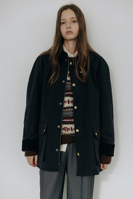 DUNST UNISEX WAXED COTTON HUNTING JACKET NAVY_UDJU5C111N2 | 신세계V