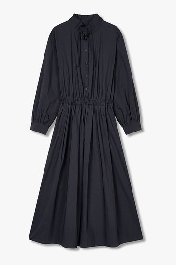 넥 리본 셔츠 롱 원피스