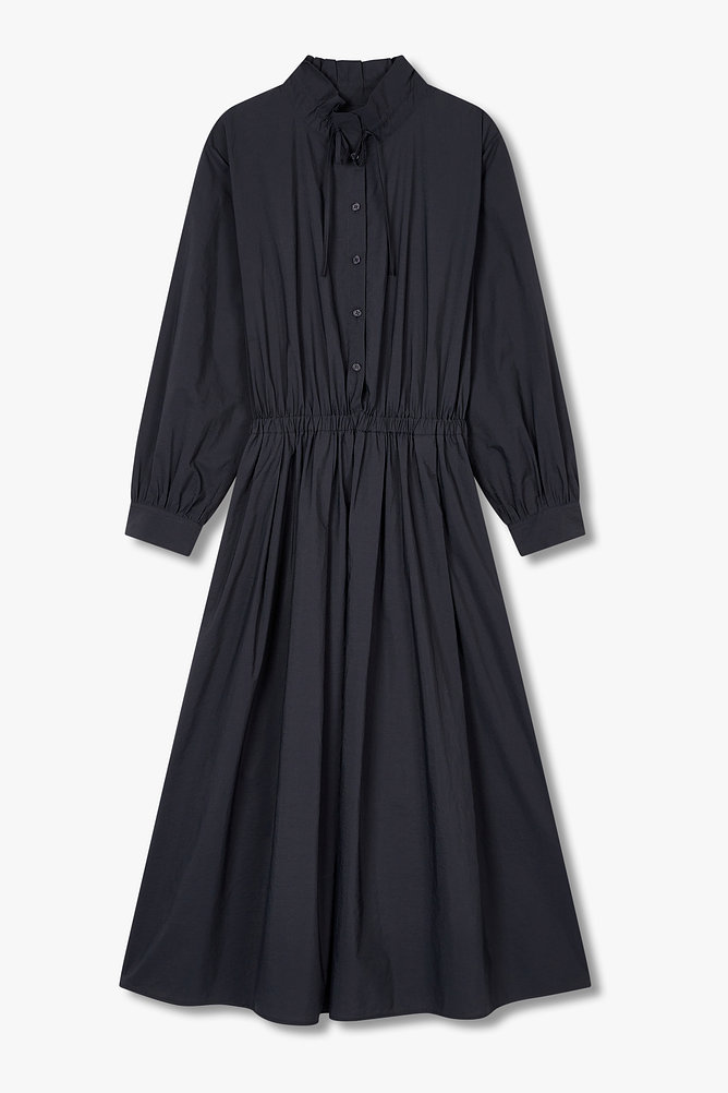 넥 리본 셔츠 롱 원피스