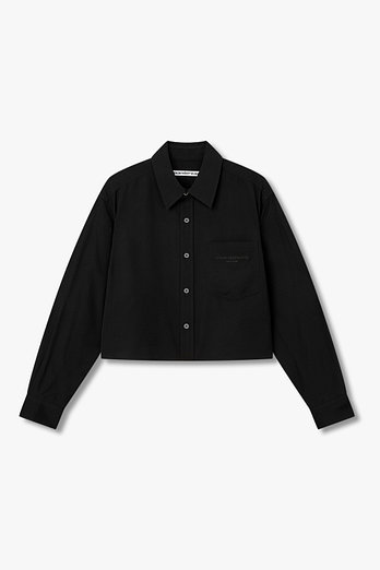 ALEXANDERWANG 레이온 로고 포켓 크롭 셔츠 | 신세계V