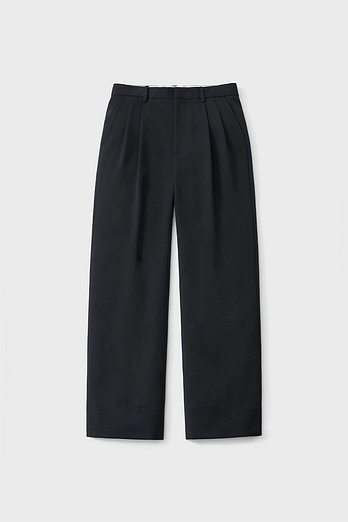 POTTERY Wool Two Pleated Wide Pants_Dark Navy | 신세계V