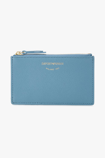 EMPORIO ARMANI 여성 텀블 레더 지퍼드 카드 홀더 | 신세계V