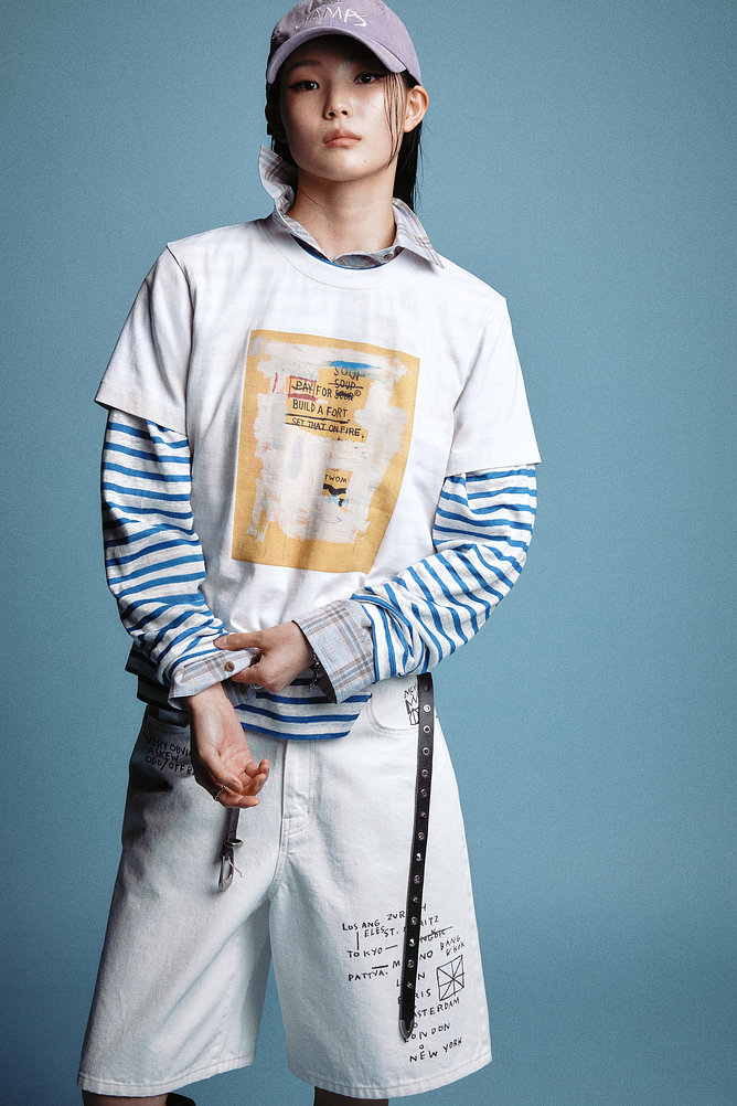 [BASQUIAT] 레터 버뮤다 데님 팬츠