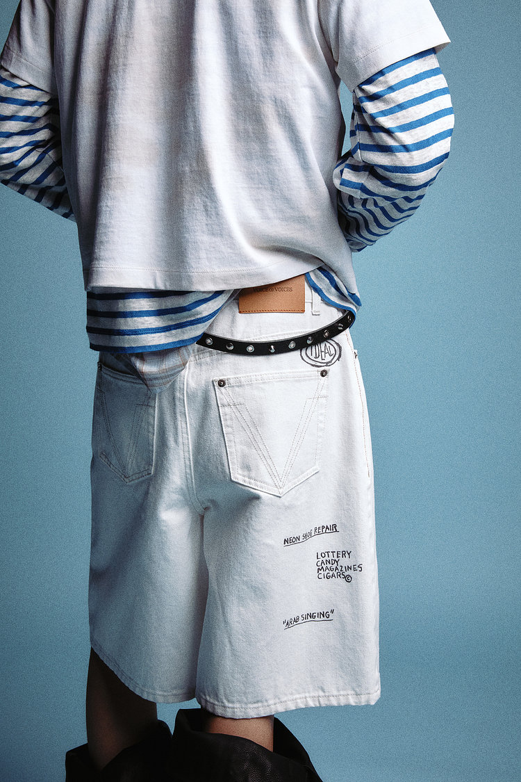 [BASQUIAT] 레터 버뮤다 데님 팬츠