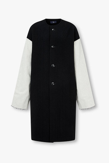 Yohji Yamamoto [Y's]울 블렌드 배색 슬리브 코트 | 신세계V