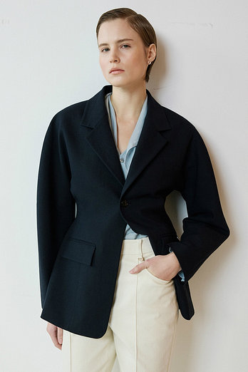 L`H.A.S DOLMAN CURVE SINGLE JACKET_DARK NAVY | 신세계V