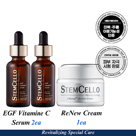 STEMCELLO [스템셀로] ★미백 SET★ EGF 비타민C 세럼 2개+리뉴 크림 1개 / 쇼핑백 증정 | 신세계V