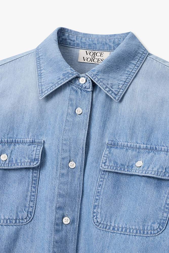 [BASQUIAT] 엠브로이더리 썸머 데님 셔츠