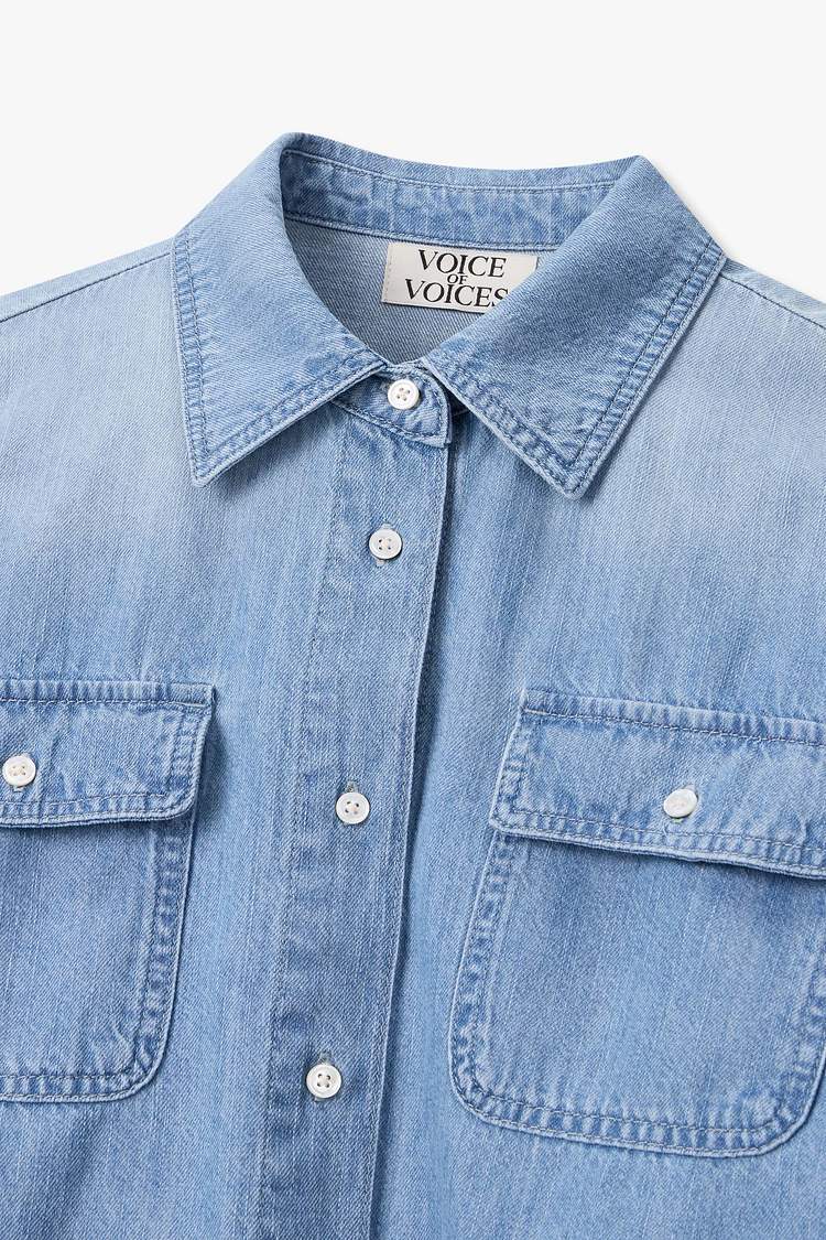 [BASQUIAT] 엠브로이더리 썸머 데님 셔츠