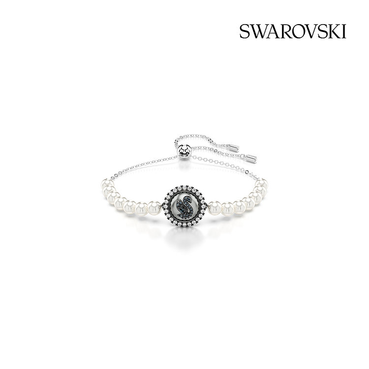SWAROVSKI(스와로브스키) [스와로브스키/본사정품] Iconic Swan 펄 그레이 로듐 팔찌M 5680851 | 신세계V