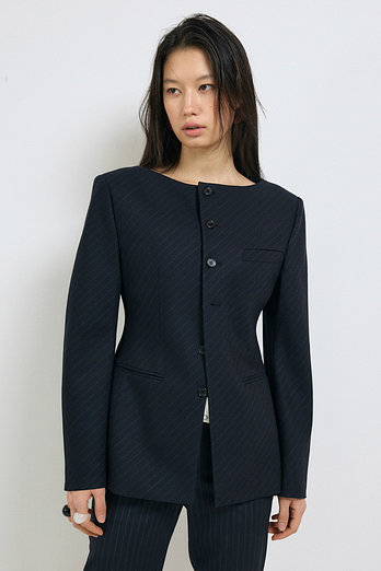 L`H.A.S STRIPE BOATNECK JACKET2_NAVY | 신세계V