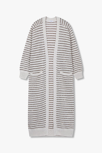 BRUNELLO CUCINELLI 여성 시퀸 스트라이프 롱 가디건 | 신세계V