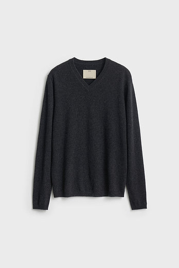 POTTERY Cashmere V Neck Knit_Charcoal | 신세계V