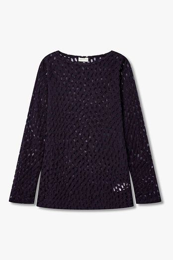 DRIES VAN NOTEN 도트 패턴 롱 슬리브 저지 티셔츠(다크 퍼플) | 신세계V