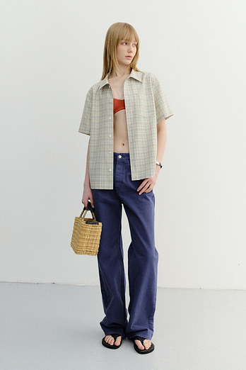 DUNST UNISEX CHECKED PAJAMA SHIRT OLIVE CHECK_UDSH6B133K1 | 신세계V