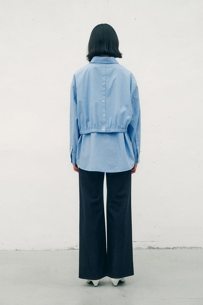 스트라이프 패턴 포켓 셔츠