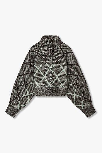 DRIES VAN NOTEN 아가일 알파카 울 가디건 (다크 브라운) | 신세계V