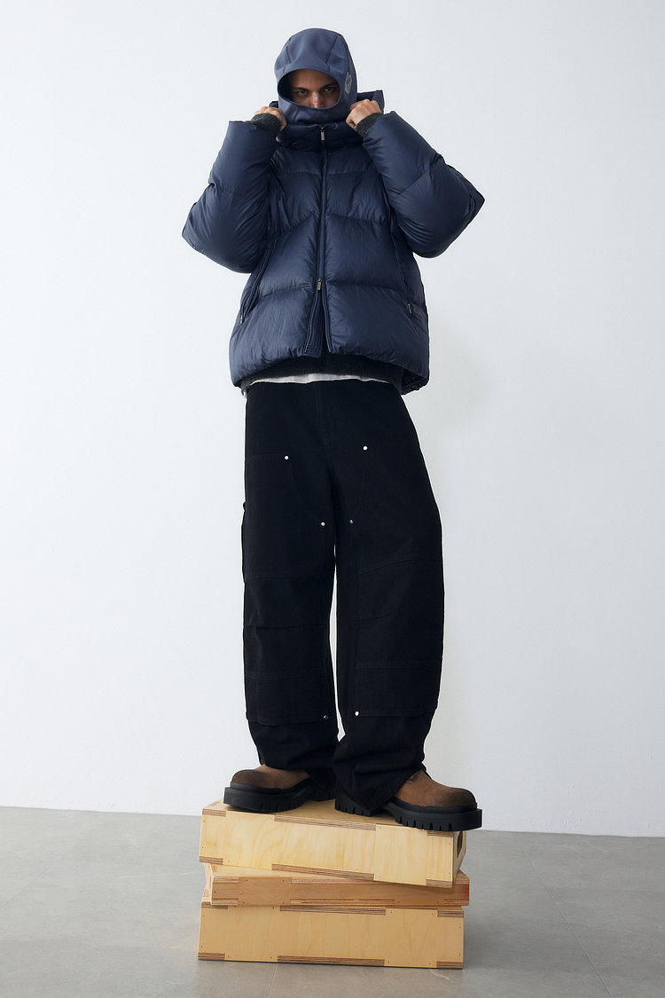더블니 벨벳 데님 팬츠 블랙