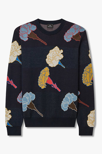 PAUL SMITH [PS PAUL SMITH] 남성 플라워 패턴 코튼 스웨터 | 신세계V