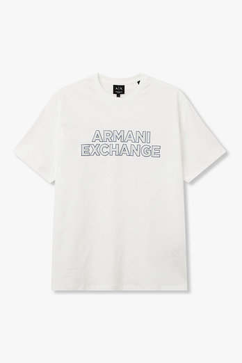 ARMANI EXCHANGE 남성 브러시 로고 패치 티셔츠 | 신세계V