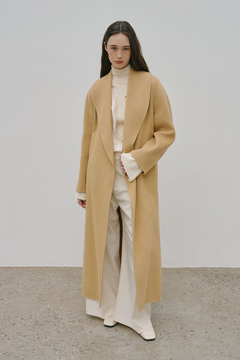 MUSEE [8차][우아 나나,정지수 착용][ANGORA 20%] ANNA Angora Shawl Collar Handmade Coat_Creamy Camel | 신세계V