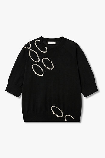 DRIES VAN NOTEN 오벌 크리스탈 울 니트 풀오버(블랙) | 신세계V